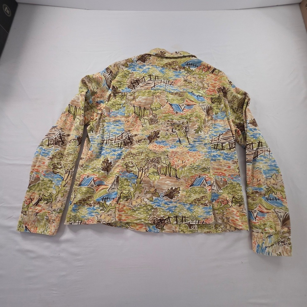 Novelty Scenic Landscape Print Jacket XL 2008 Artsy Teacher Cottagecore 00s - Picture 8 of 8